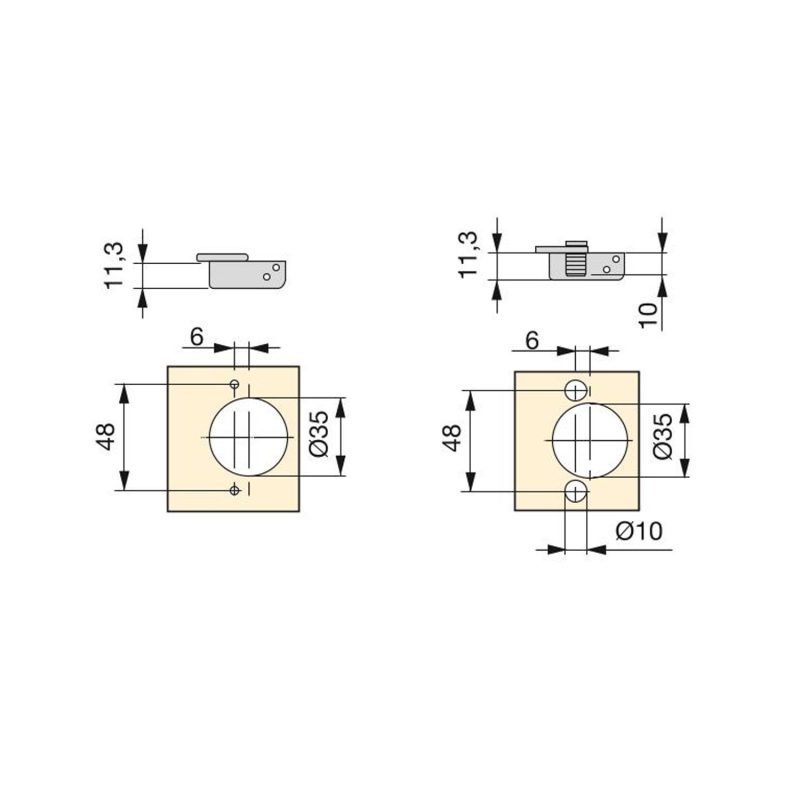Dobradiça CLIP-ON Curva
