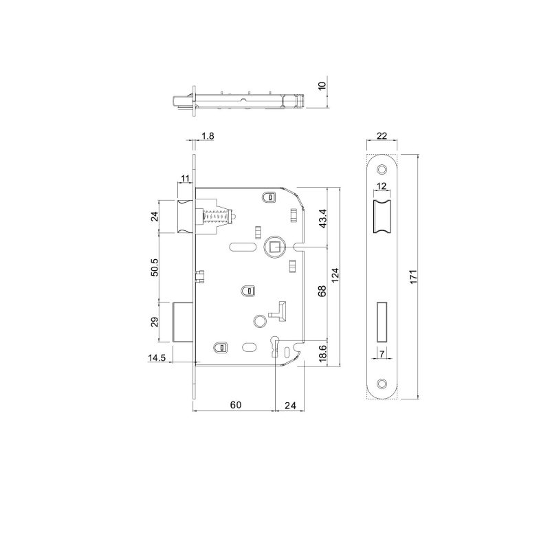Fechadura Inox 716 x 60