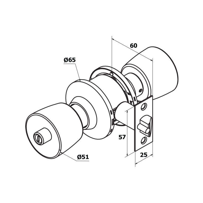 Fechadura Tubular 570 ET/SS Inox Mate