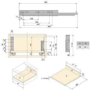 Kit Gaveta Simplex 159x490